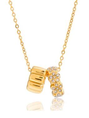 Crystal Beaded Pendant Necklace, Women's Jewelry, Gold Necklace, Gift Idea